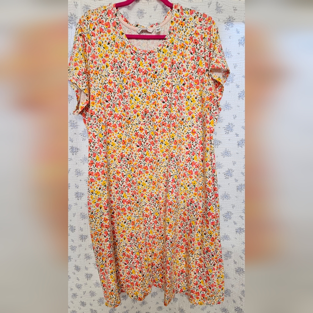 Isaac Mizrahi Floral Ditsy Midi Dress - Red, Yellow, Green